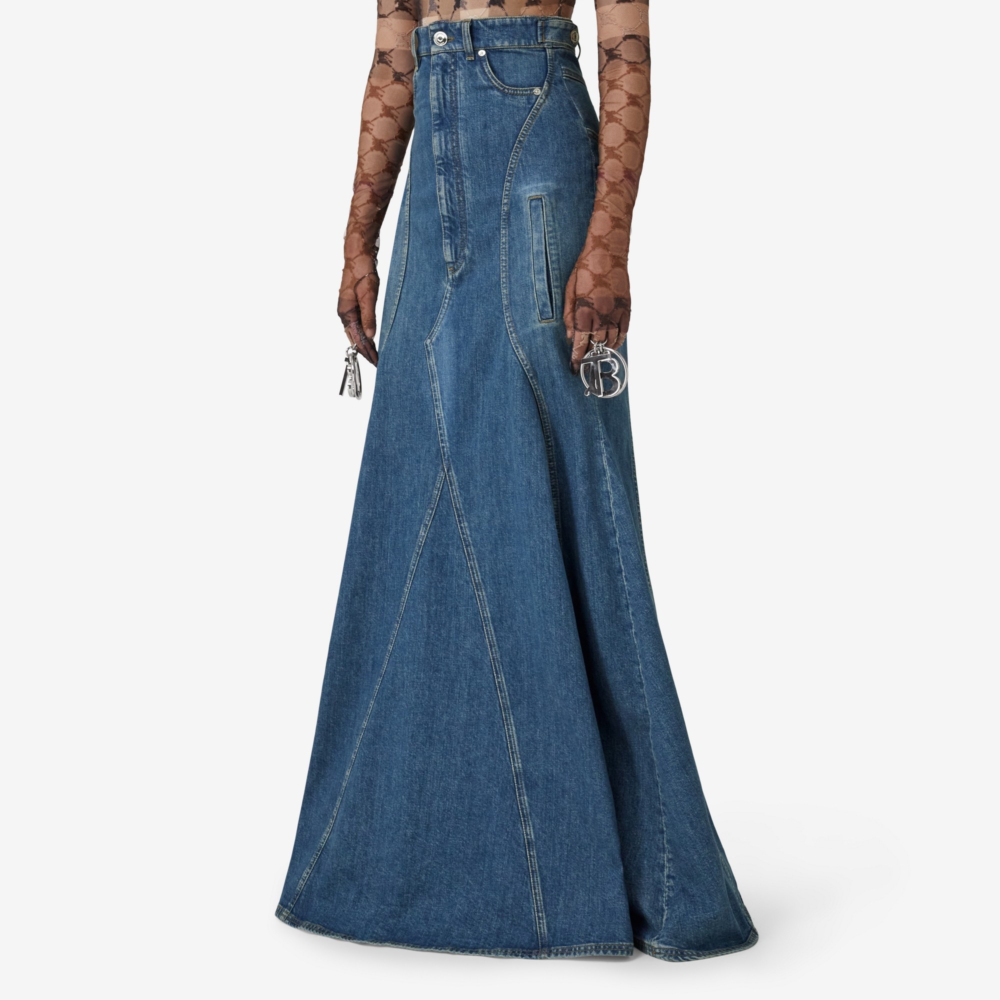 Denim Floor-length Skirt - 5