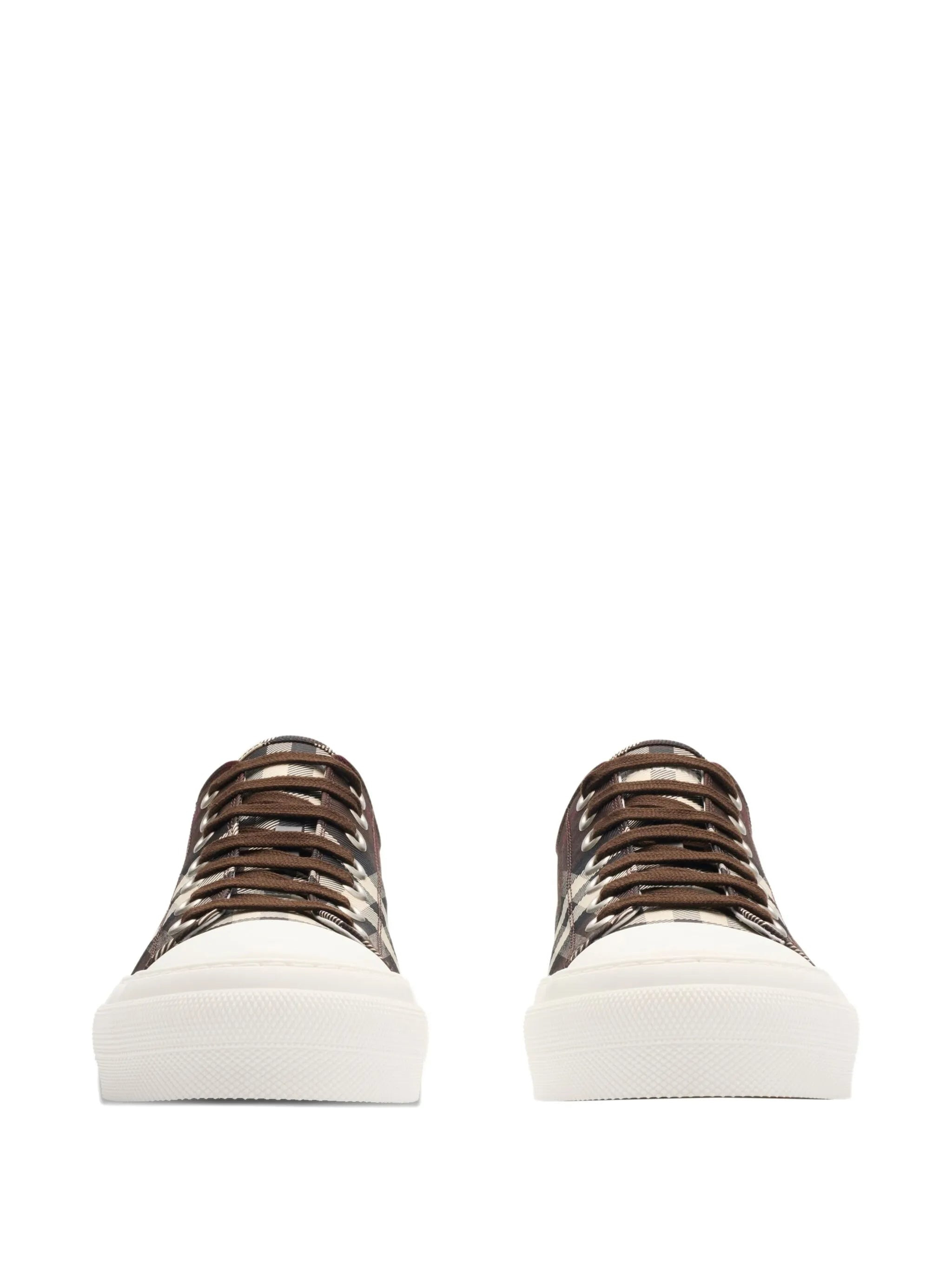 check-pattern lace-up sneakers - 2