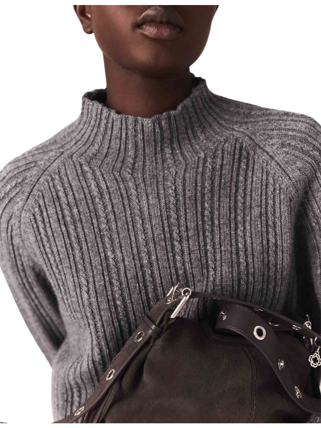 Removable Jumper Ribbed Wool-Blend Knitted Dress - 4