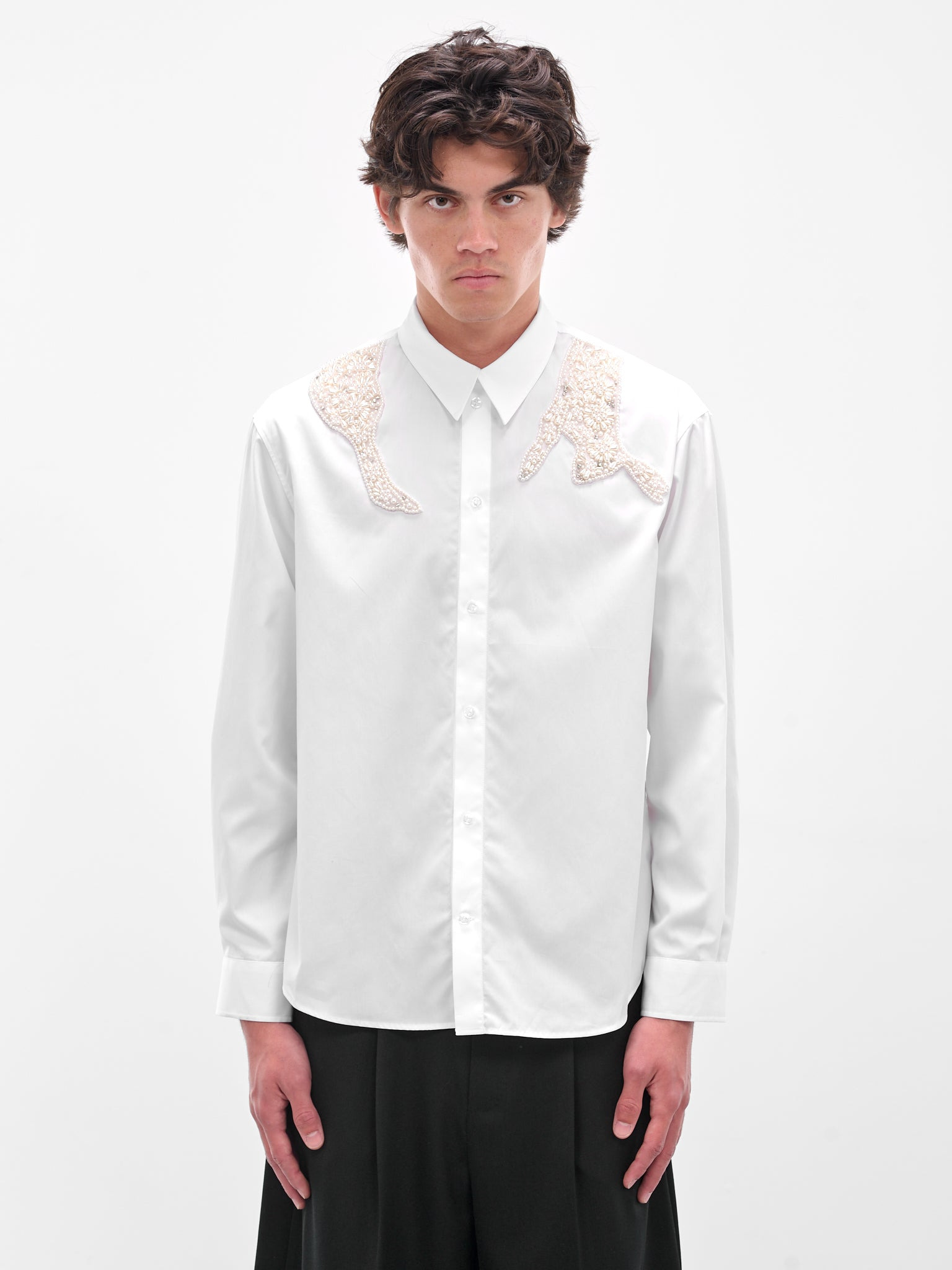 White Embellished Hare Classic Shirt - 1