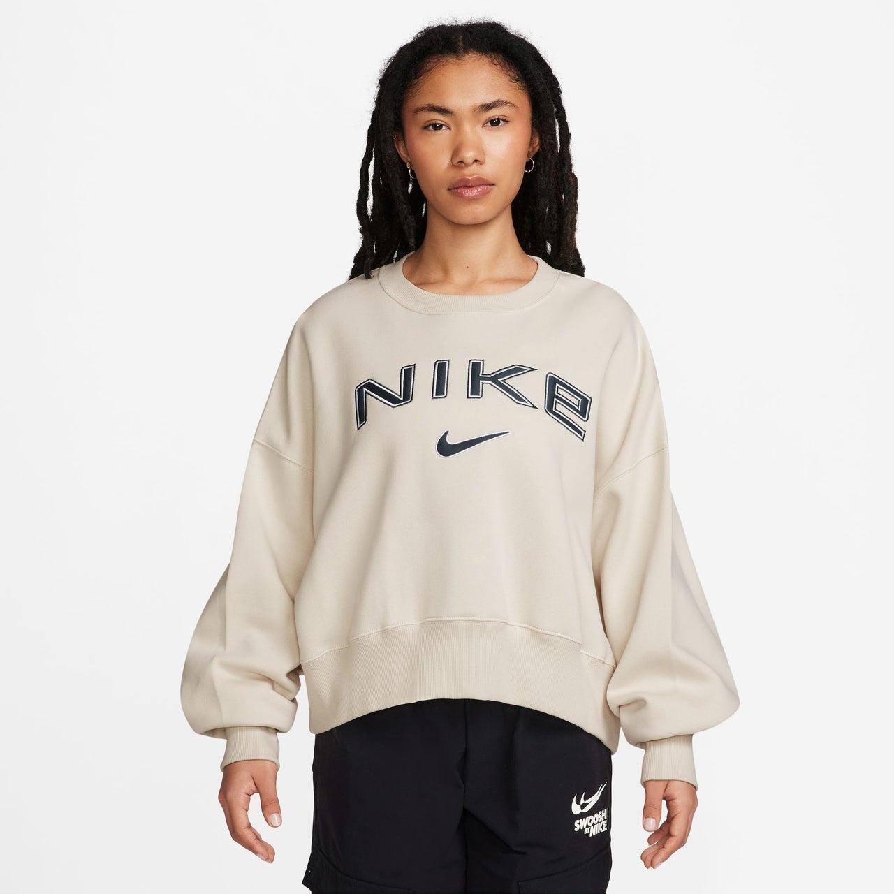 Nike Womens Nike NSW Phoenix OOS Fleece Logo Crew - 1