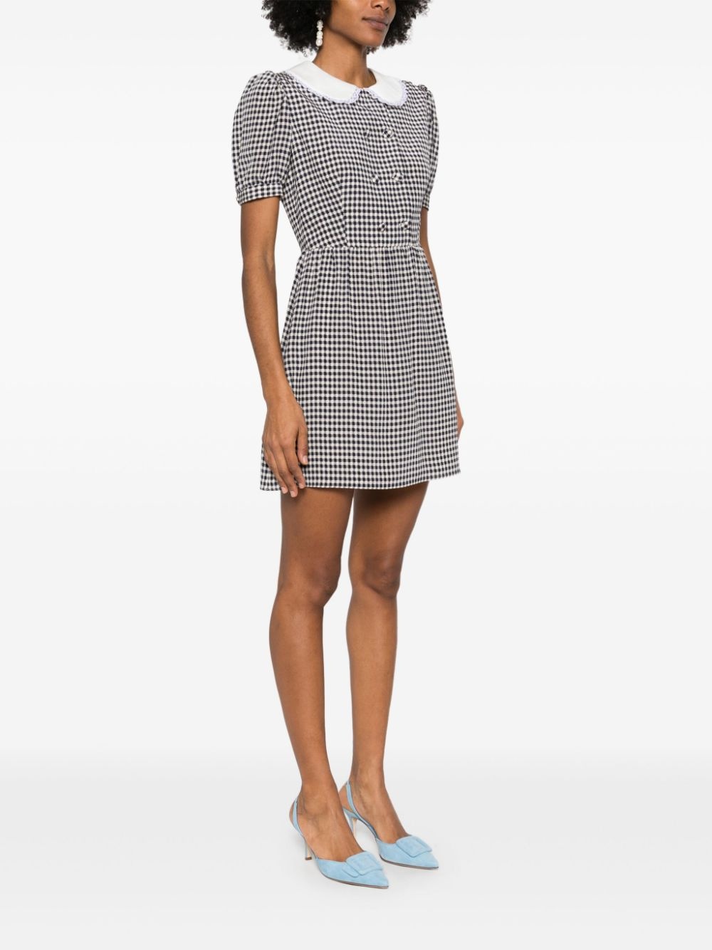 vichy-print silk mini dress - 3