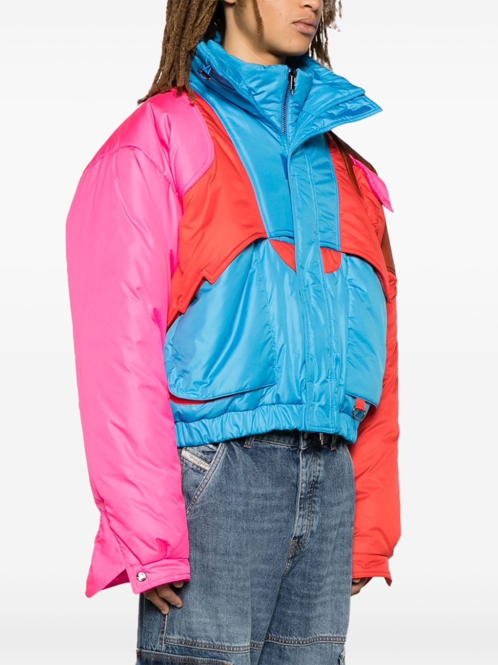 colour-block puffer jacket - 3