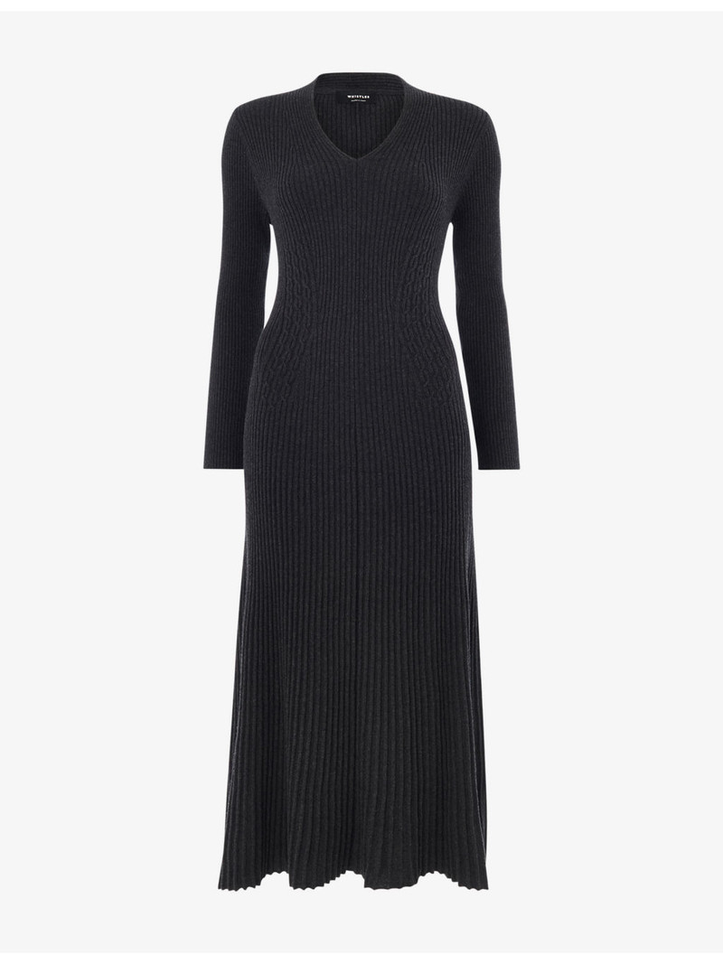 Ribbed Cotton and Cashmere Midi Dress 1