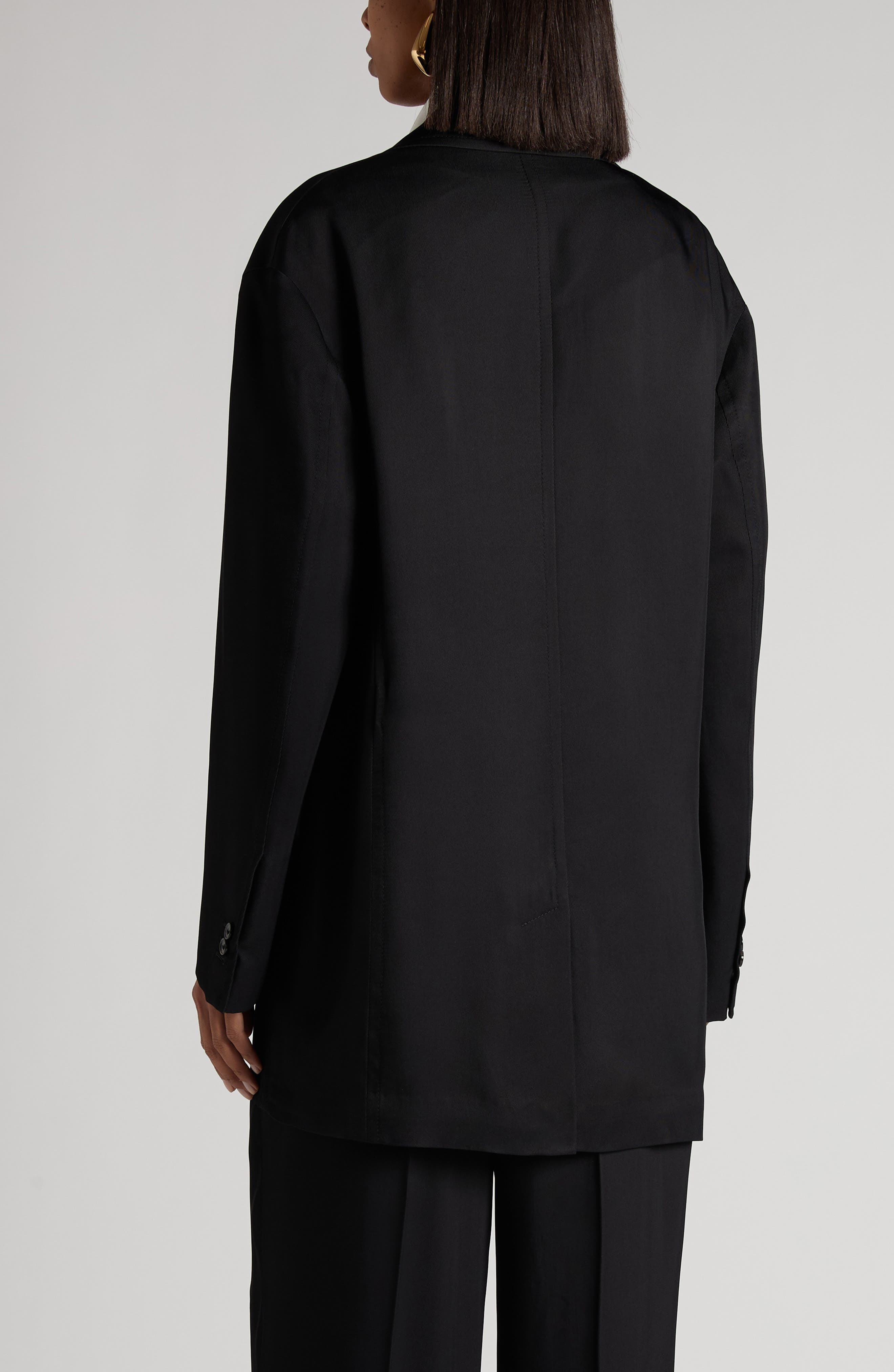 Bottega Veneta Viscose & Mulberry Silk Twill Jacket in 1000 Black at Nordstrom - 3