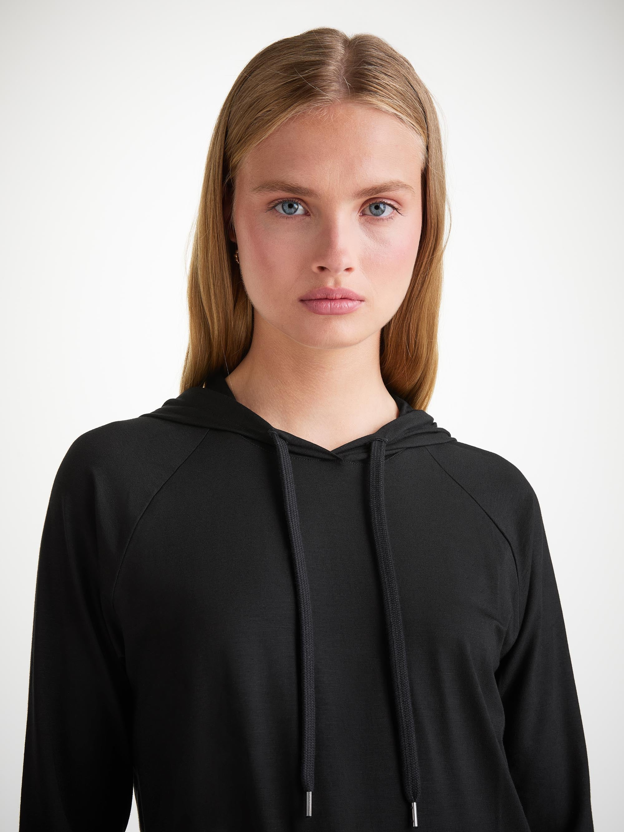 Women's Pullover Hoodie Basel Micro Modal Stretch Black - 6
