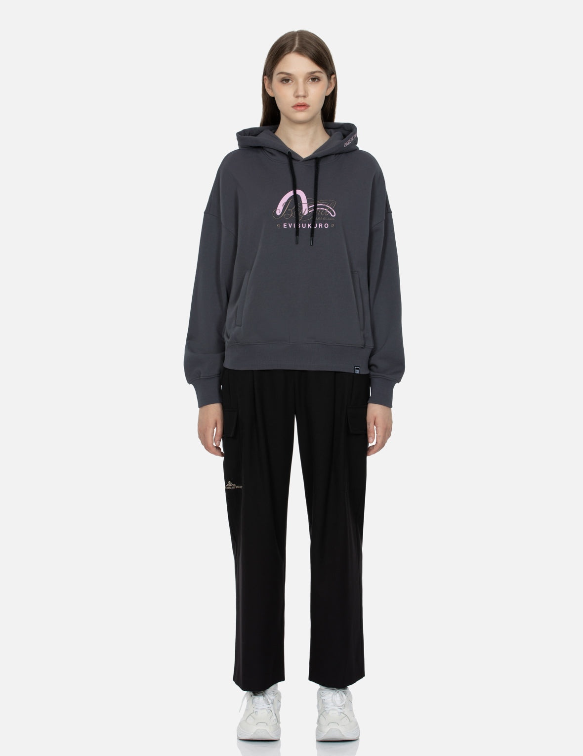 Seagull Print and Slogan Embroidery Oversized Hoodie - 5