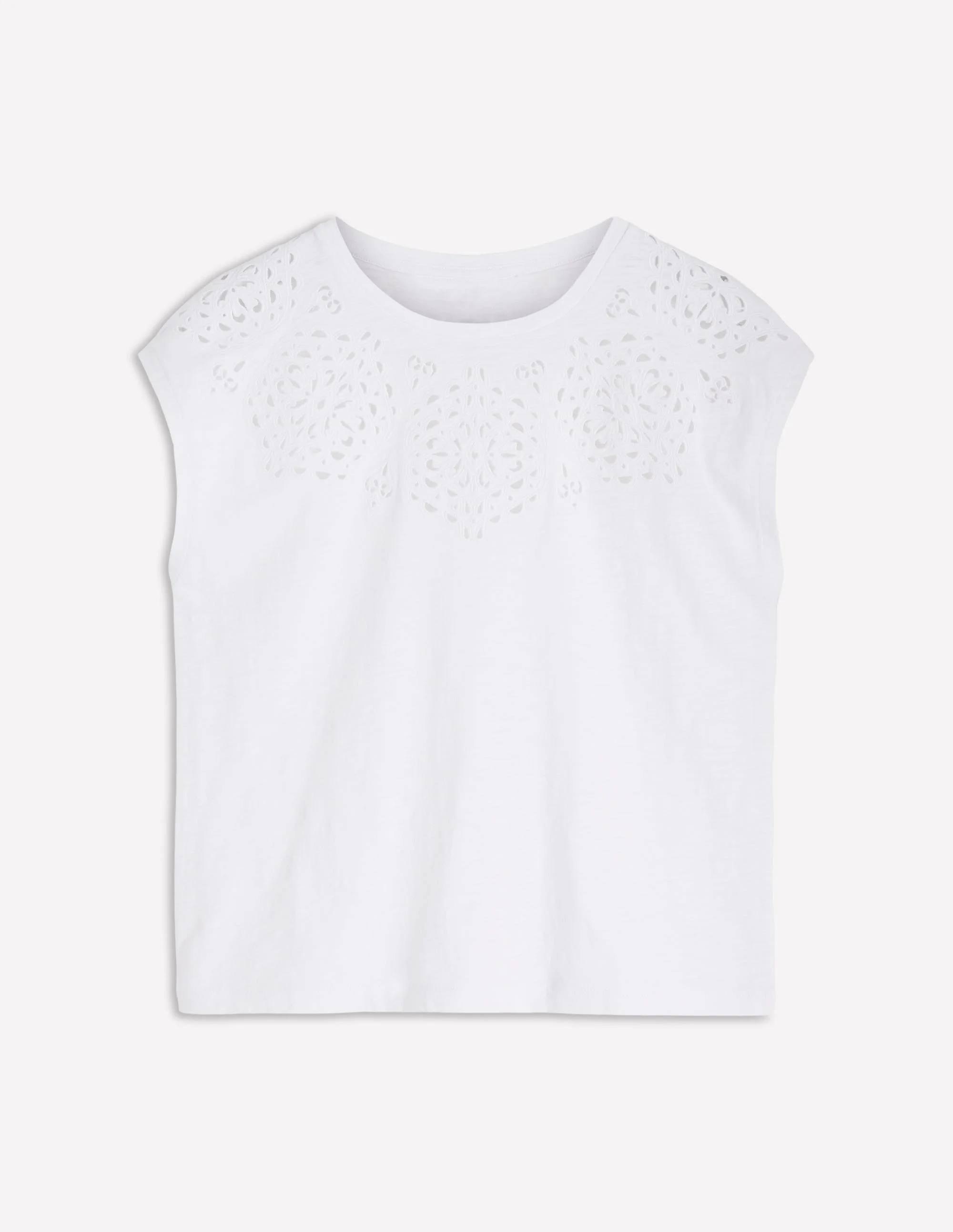 Willow Broderie T-shirt-Brilliant White - 1