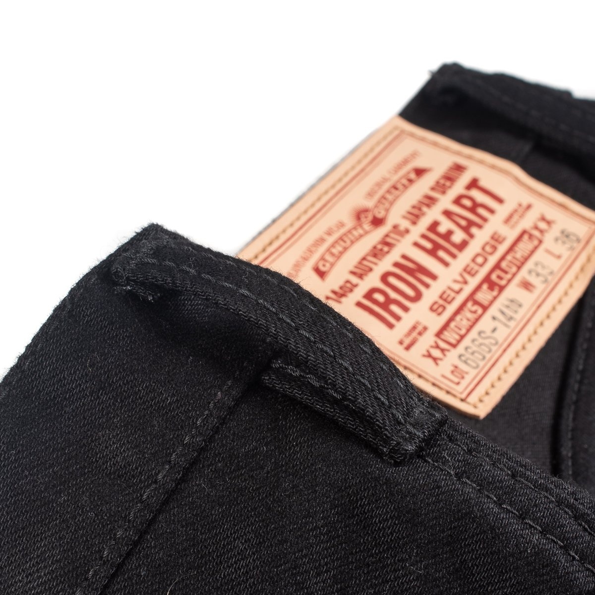 IH-666S-142bb 14oz Selvedge Denim Slim Straight Cut Jeans - Black/Black - 14