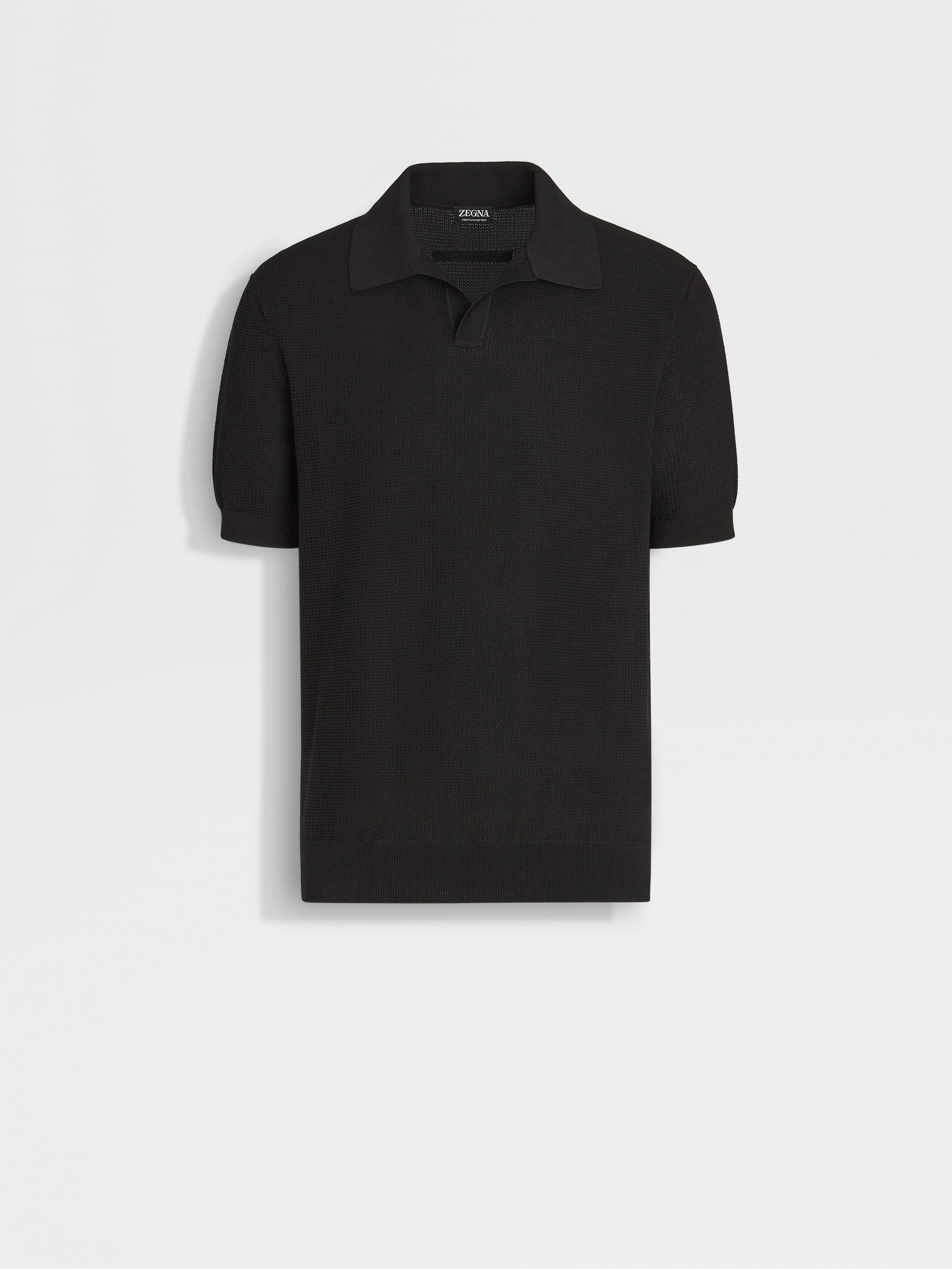Tシャツ・カットソー ZEGNA Black stretch piquet polo shirt (RE7358A5B746 K09) Zegna Black Stretch Piquet Polo Shirt | italist