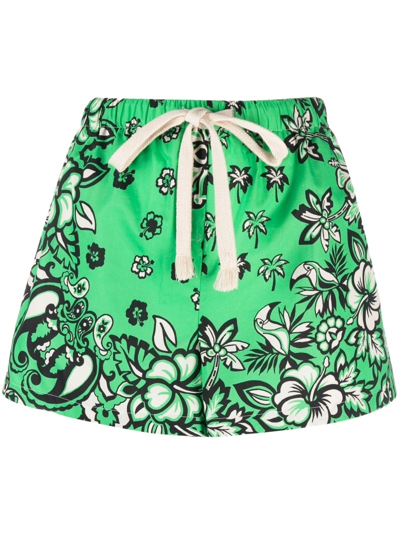 floral-print drawstring shorts - 1