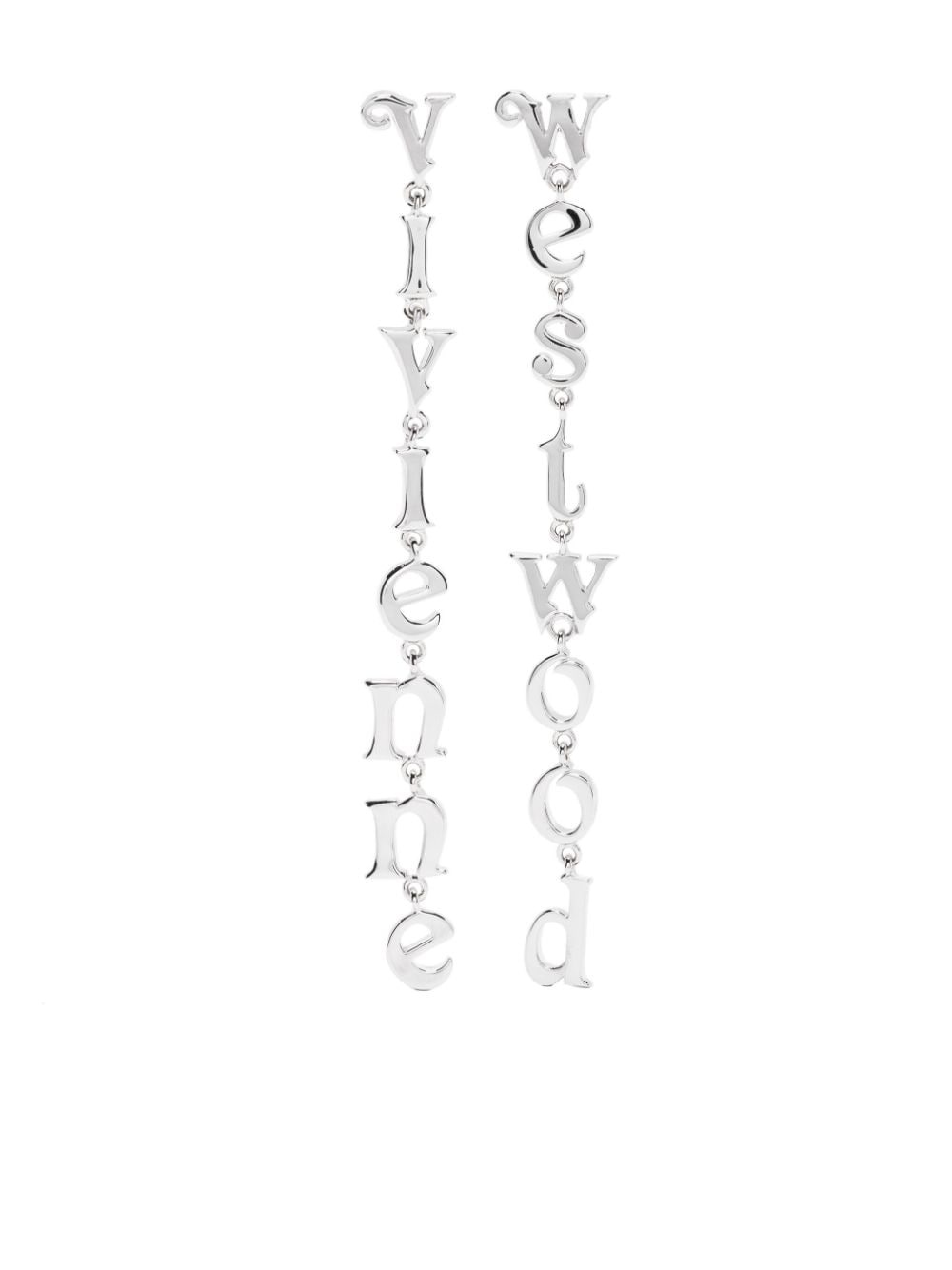 logo-lettering drop earrings - 1