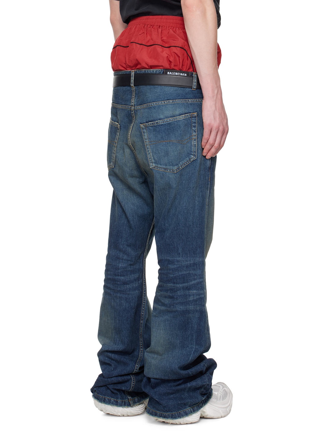 Blue & Red Layered Jeans - 3