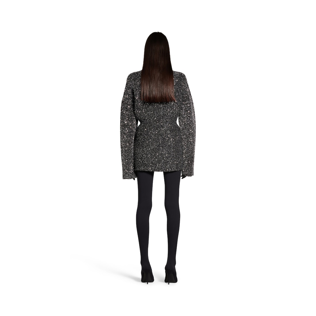 Women's Paillette Engineered Hourglass Top in Silver - 4
