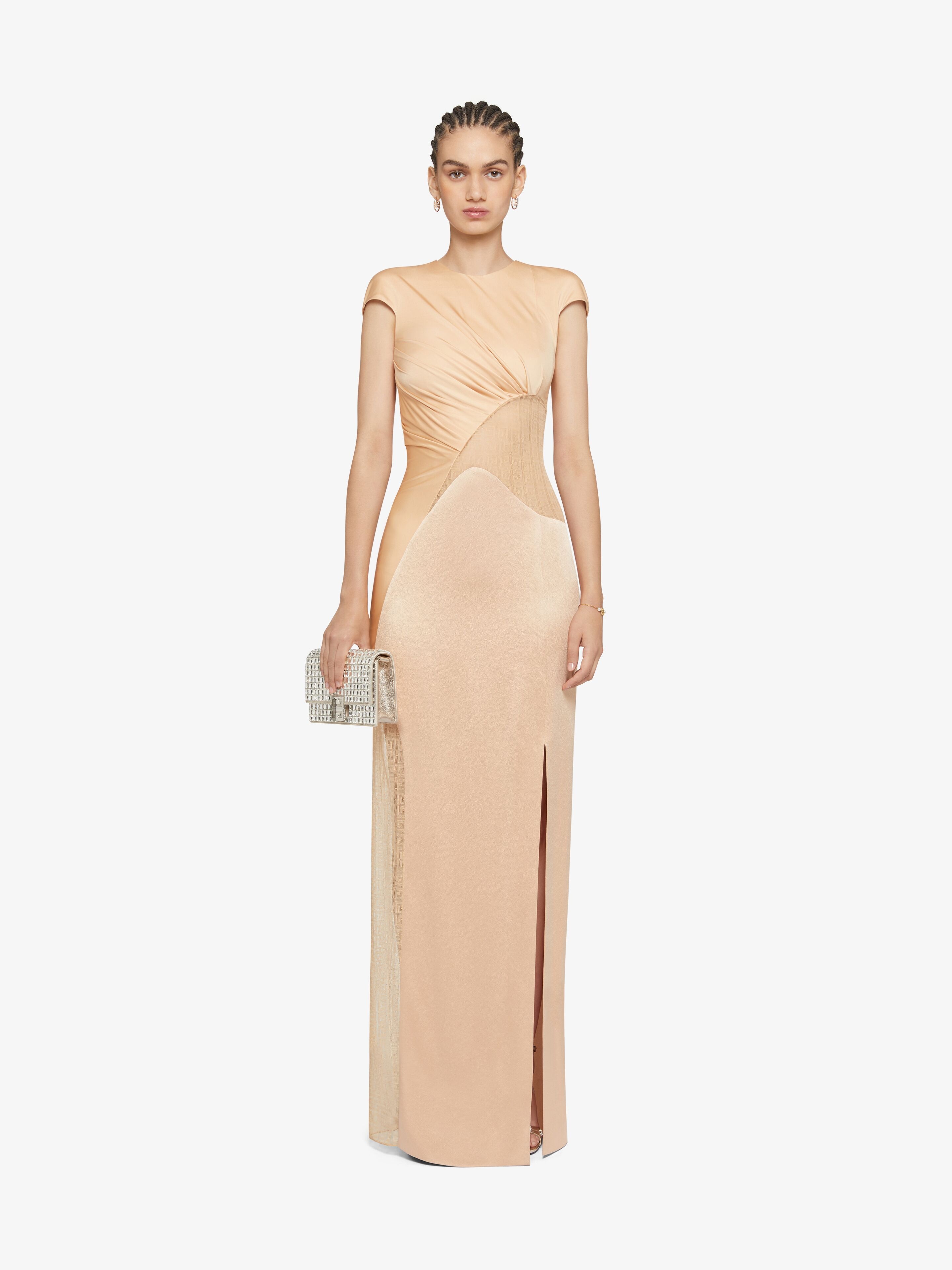 EVENING SATIN DRESS AND 4G LACE - 2