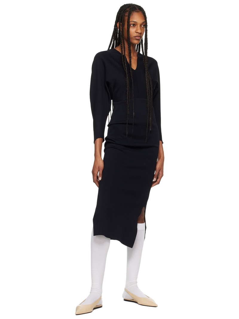 Mame Kurogouchi Black V-Neck Maxi Dress outlook