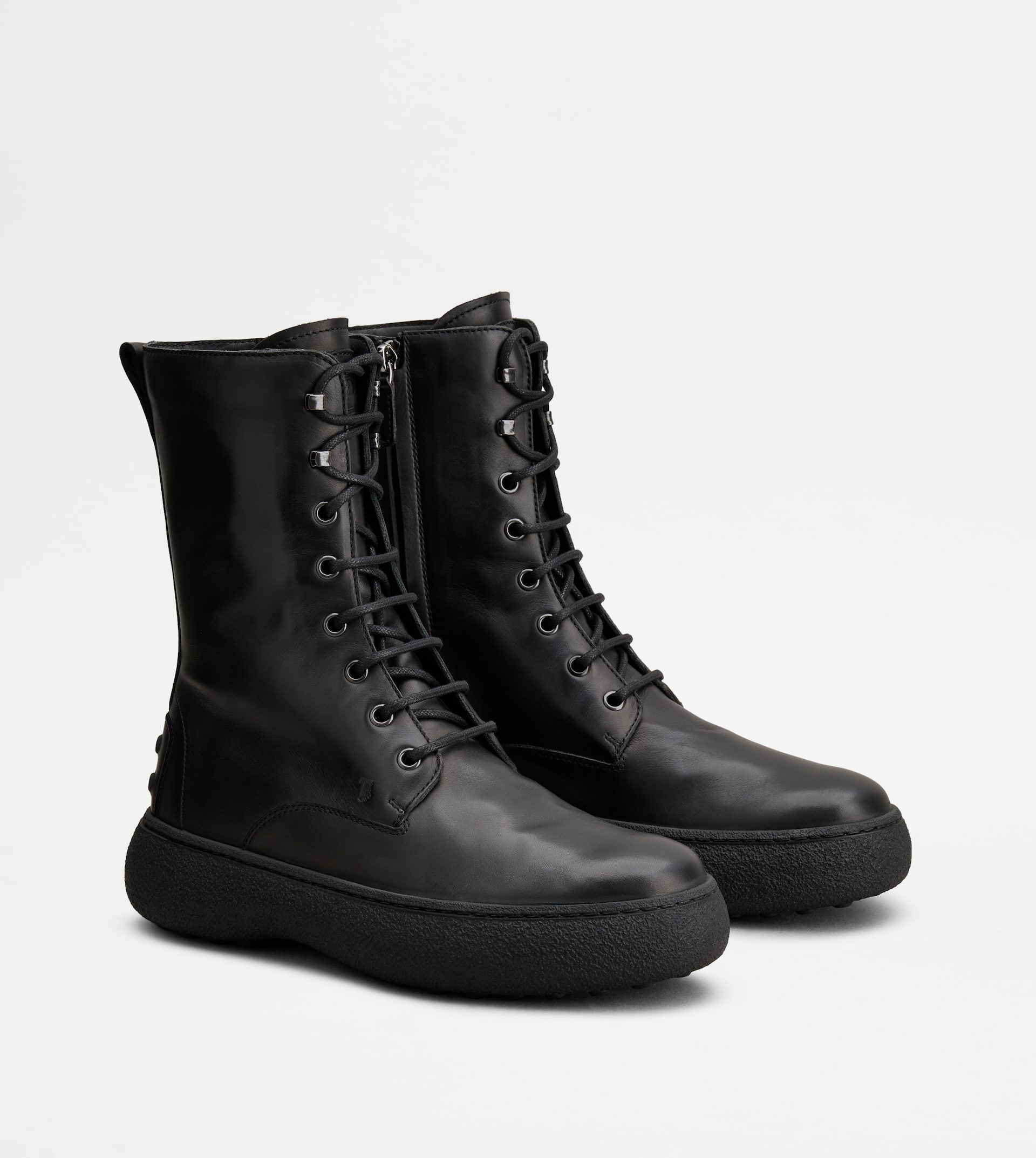 TOD'S W. G. LACE-UP ANKLE BOOTS IN LEATHER - BLACK - 4