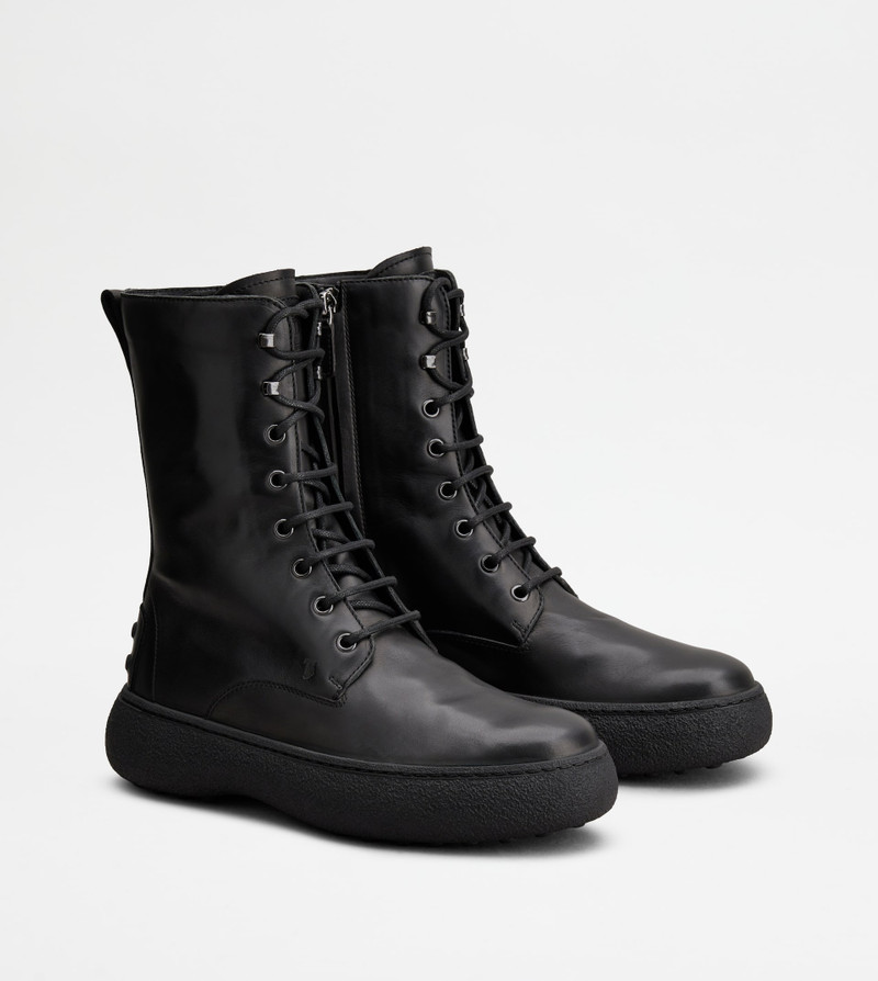 TOD'S W. G. LACE-UP ANKLE BOOTS IN LEATHER - BLACK 4