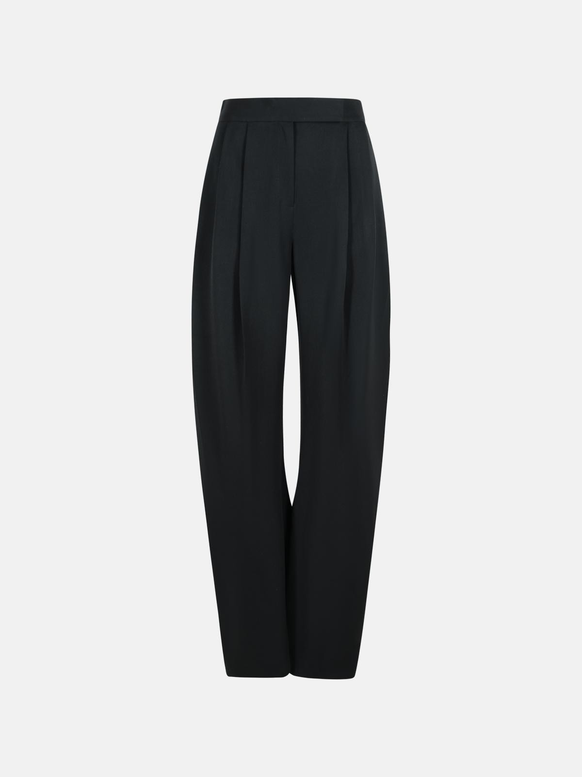 'GARY' LONG BLACK VIRGIN WOOL PANTS - 1