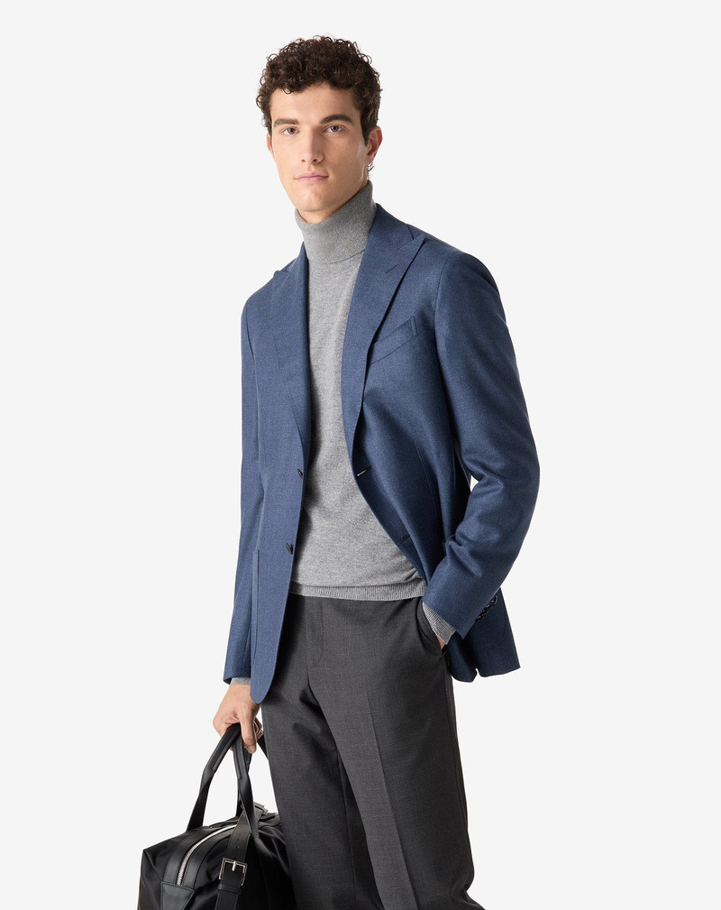 CORNELIANI Blue wool and silk twill jacket outlook
