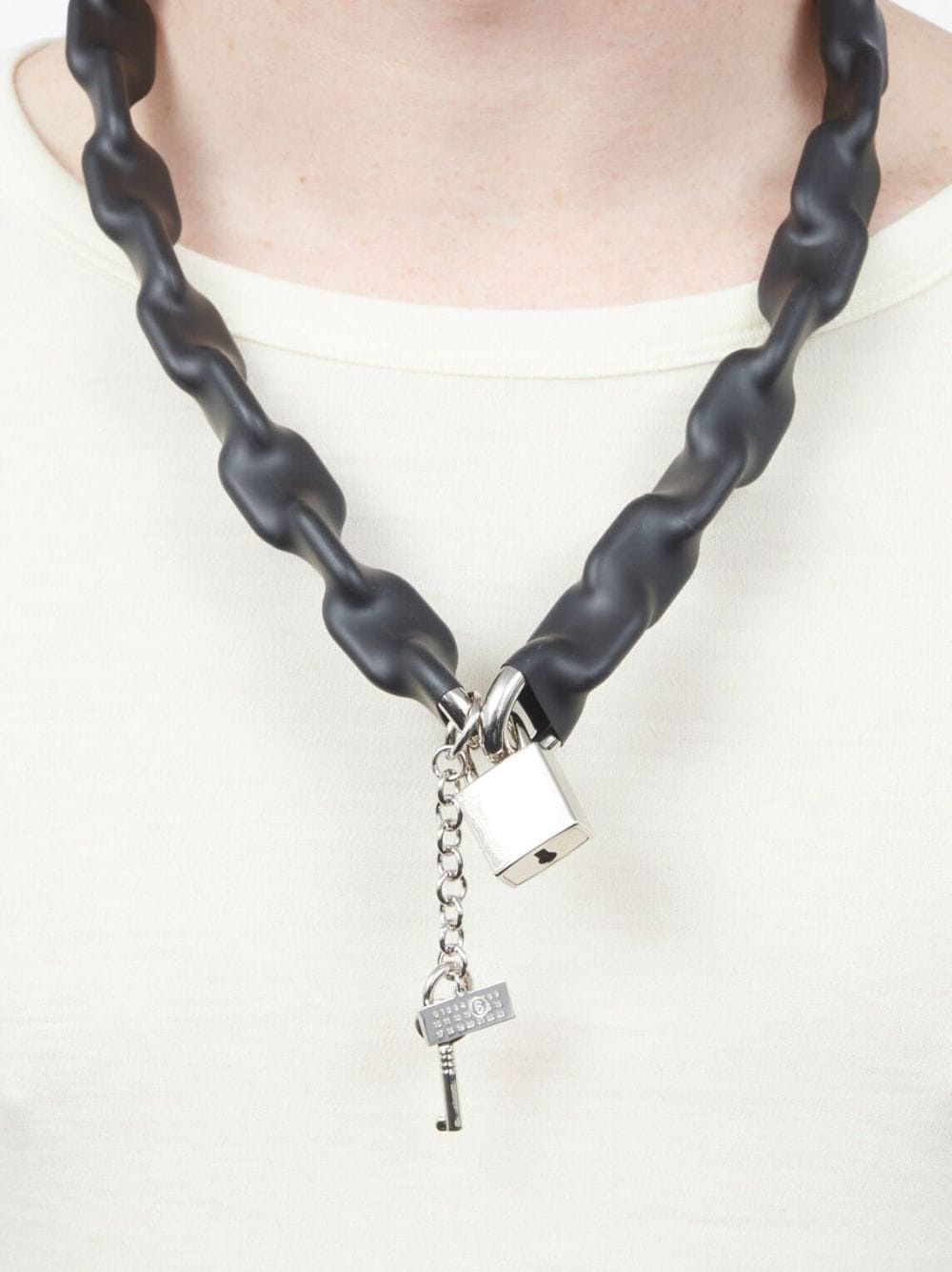 padlock chain-link necklace - 8