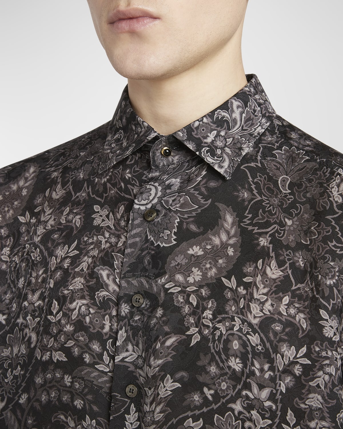 Men's Printed Silk Dress Shirt - 5