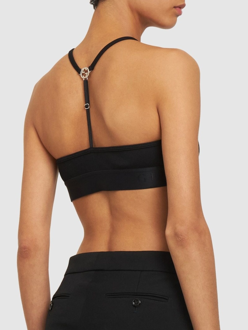 GUCCI Nylon jersey crop top luisaviaroma REVERSIBLE