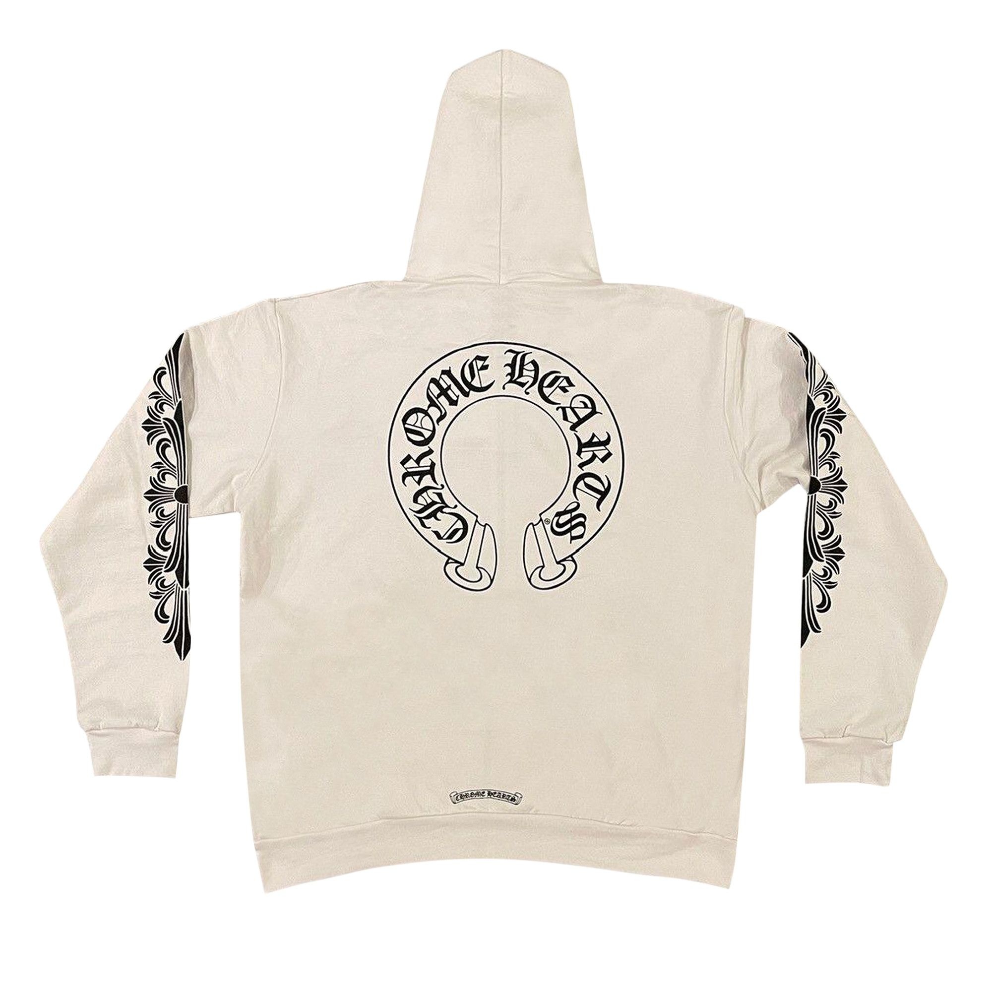 Chrome Hearts Horseshoe Logo Zip Up Hoodie 'White' - 2