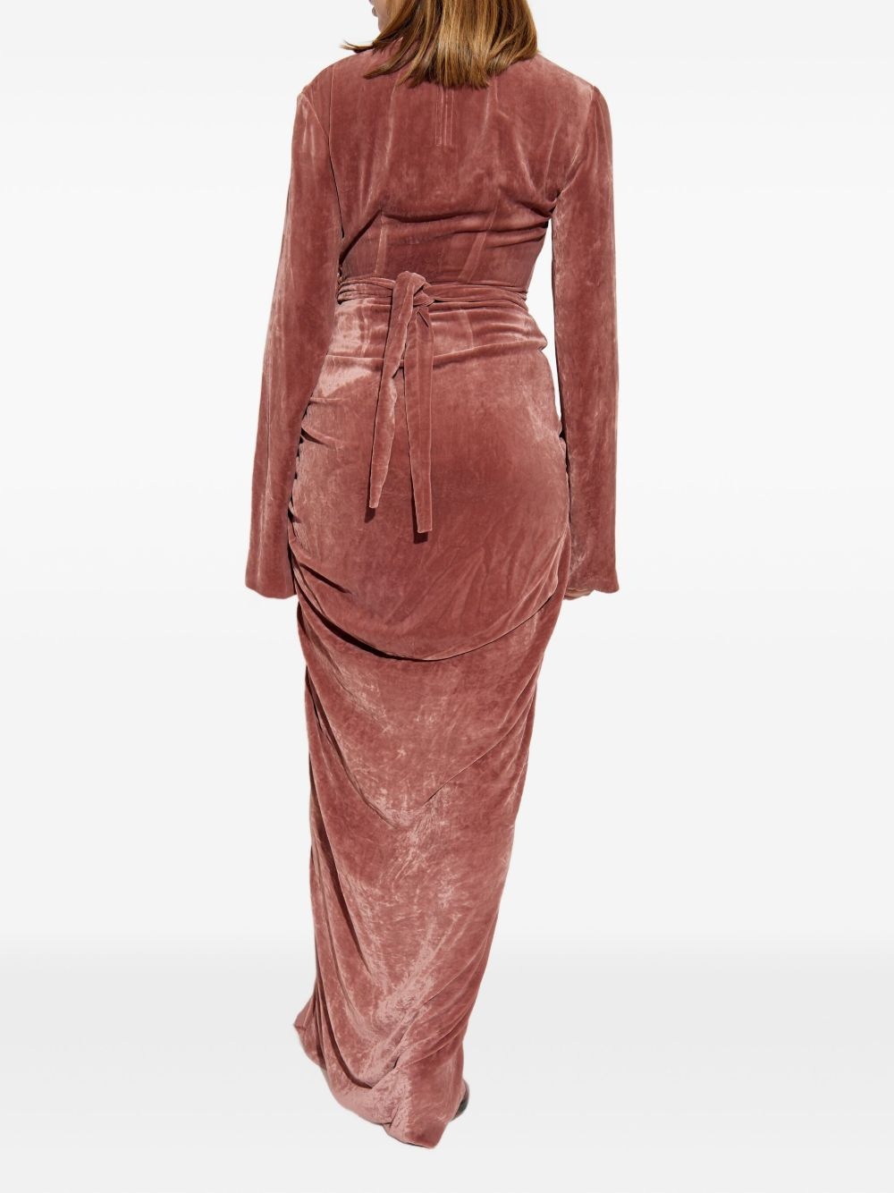 wrap-effect velvet dress - 4