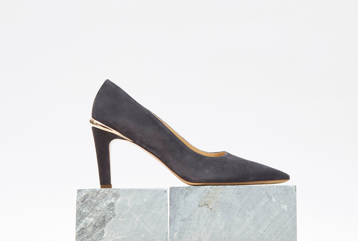 Edwina High Heel Stiletto Pump in Charcoal Suede - 4