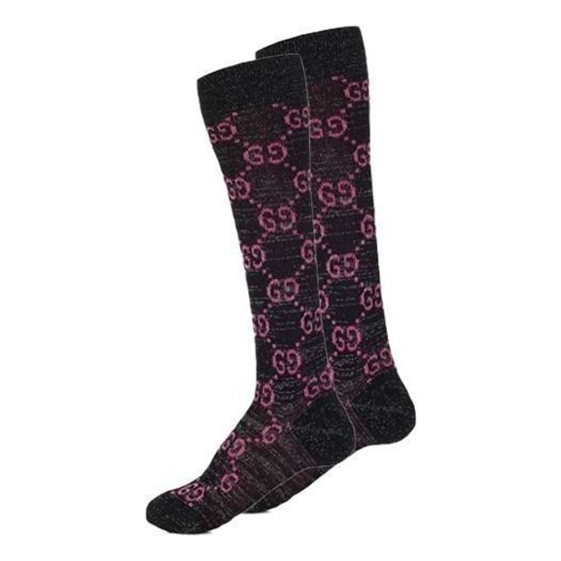(WMNS) Gucci Cotton Lamé GG Socks 'Black Pink' 476525-3G199-1072 1