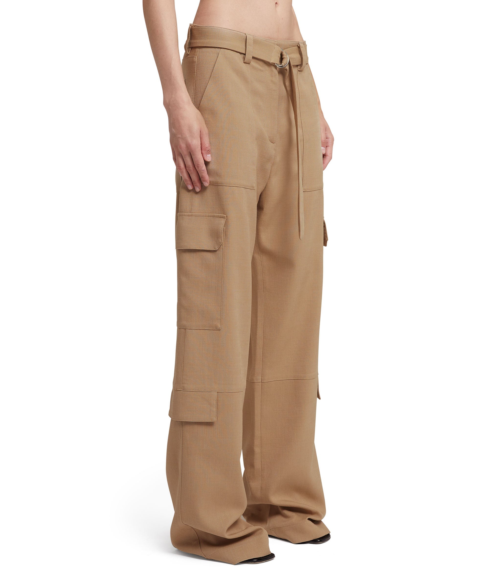 Flamed viscose canvas cargo pants - 4