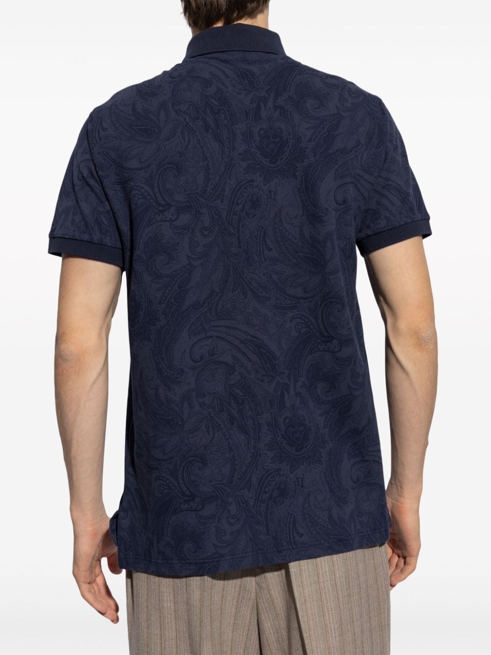 tonal paisley print polo shirt - 4