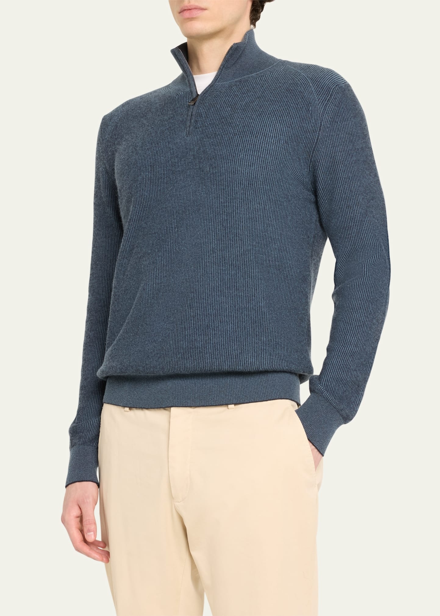 Men's Cashmere-Wool Quarter-Zip Sweater - 4