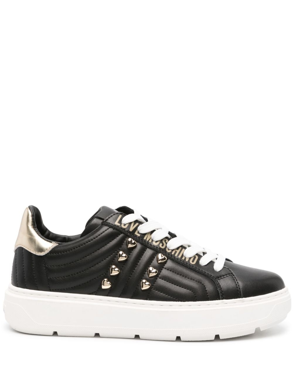 heart-stud quilted leather sneakers - 1