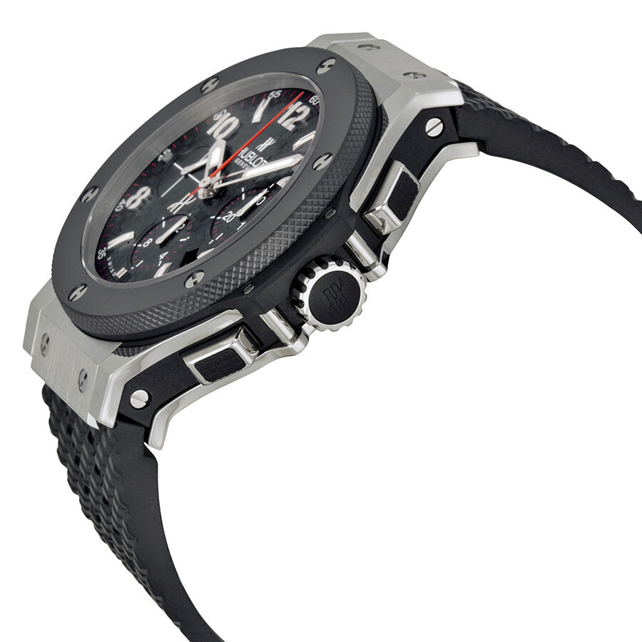 Pre-owned Hublot Big Bang Steel Ceramic Chronograph Black Carbon Fiber pattern Dial Men's Watch 301. - 2
