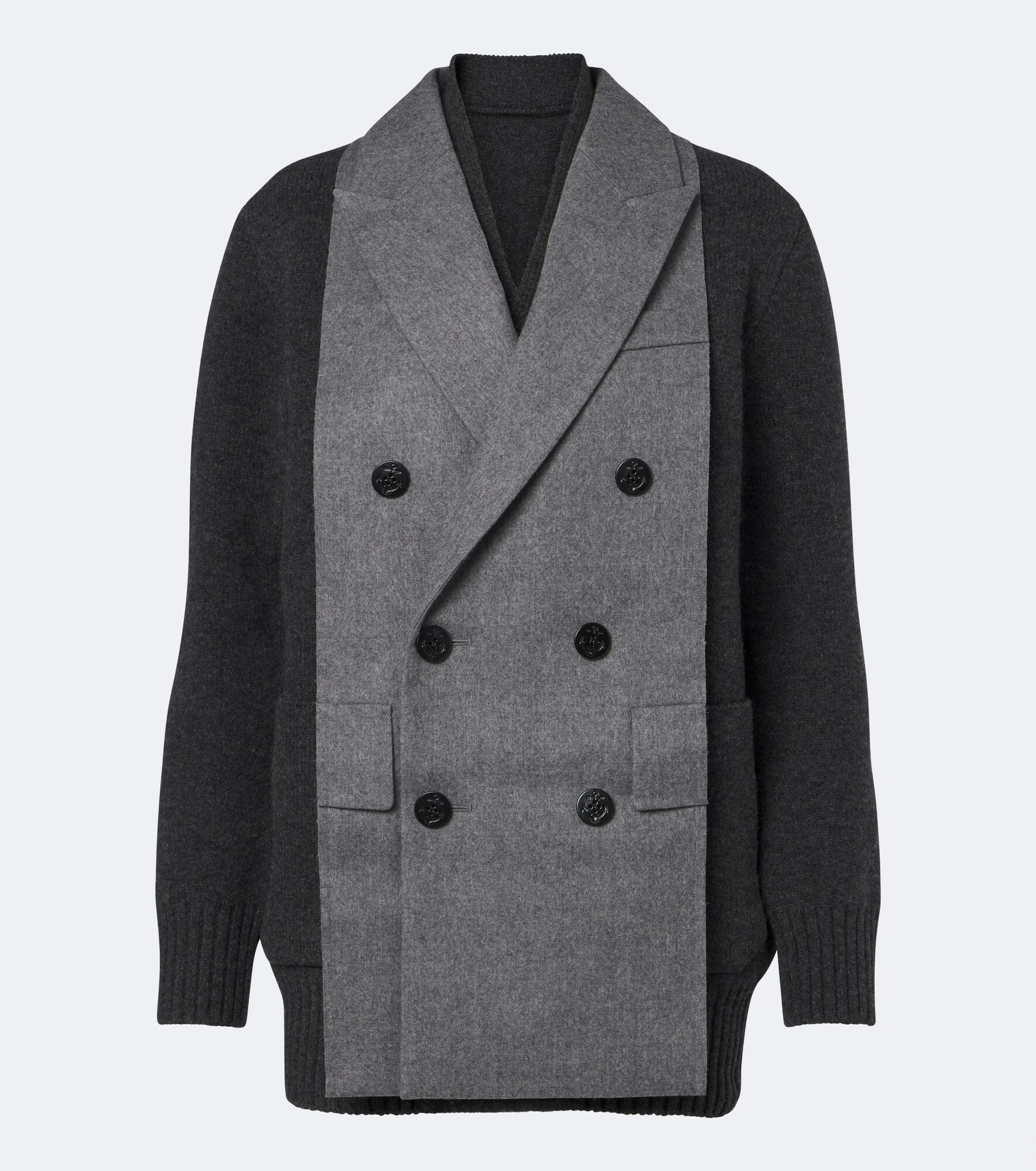 Layered wool-blend cardigan - 1