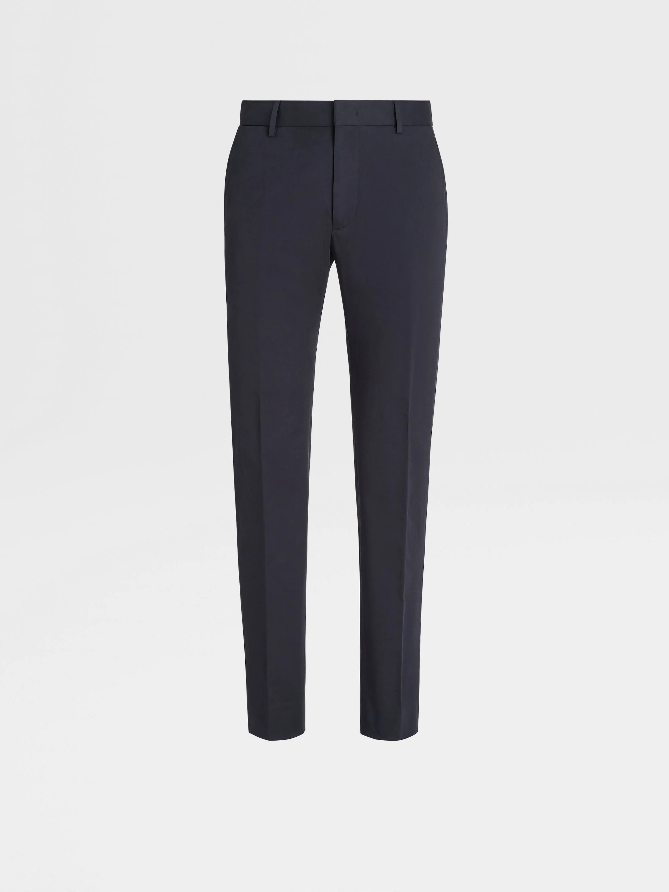 NAVY BLUE STRETCH COTTON PANTS - 1