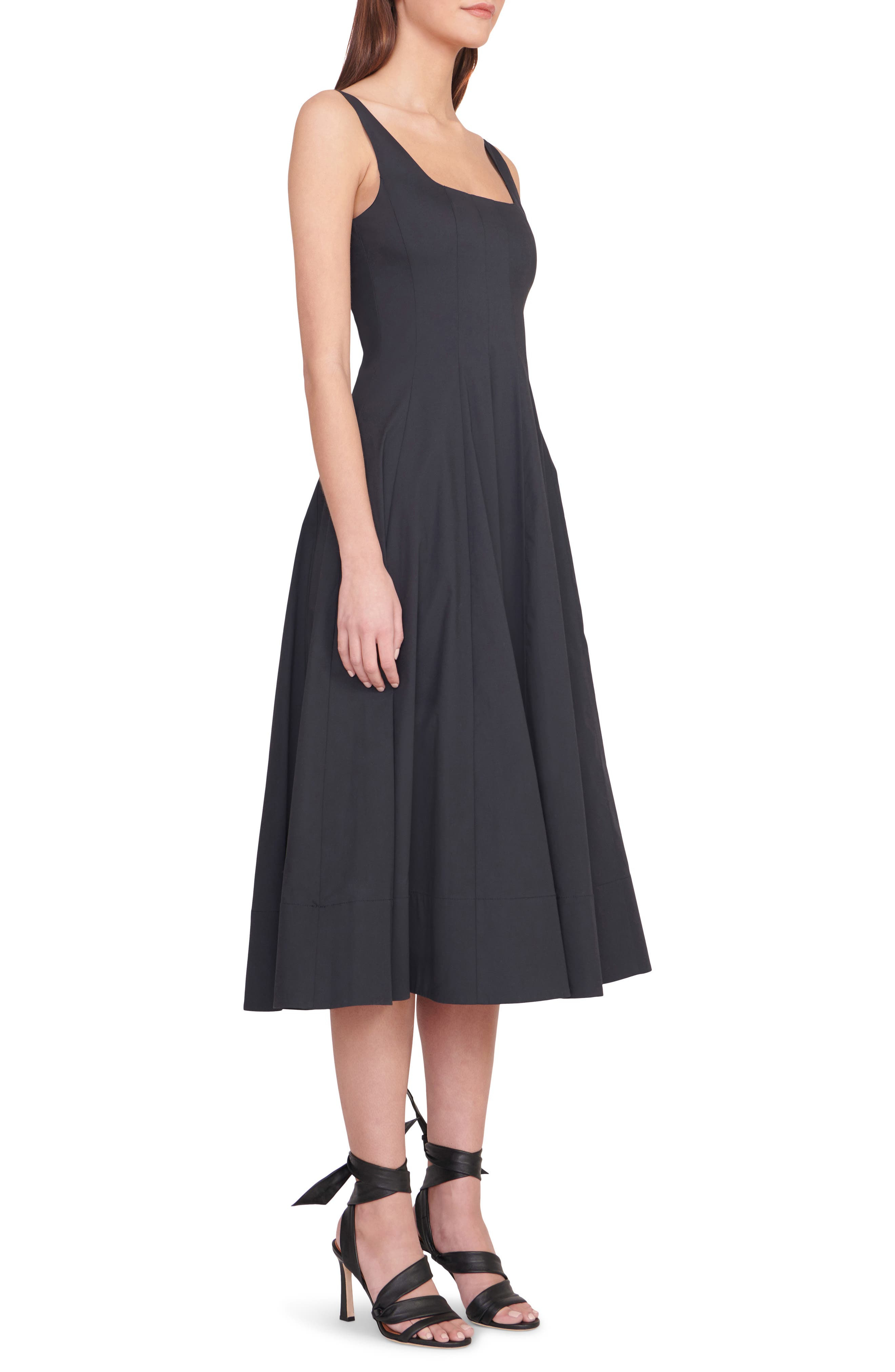 Wells Stretch Cotton Poplin Midi Fit & Flare Dress - 3