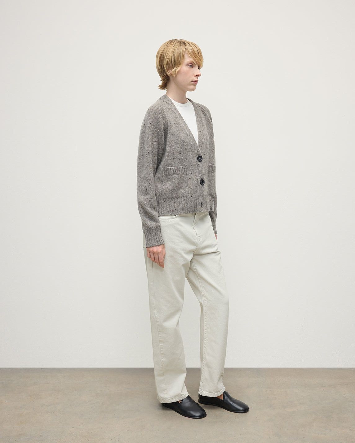 Donegal Cashmere Grey V Neck Cardigan - 3
