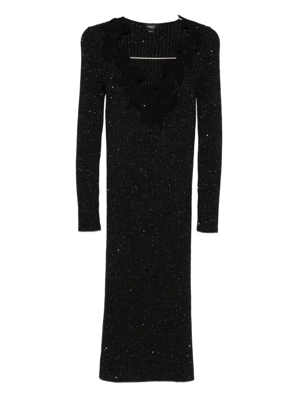 embellished ribbed-knit dress - 1