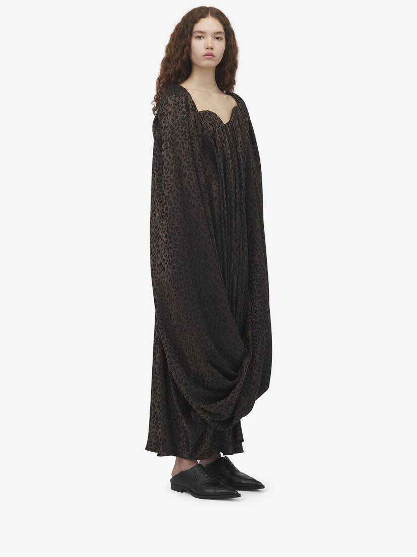 Leopard Jacquard Single-sleeve Dress - 3