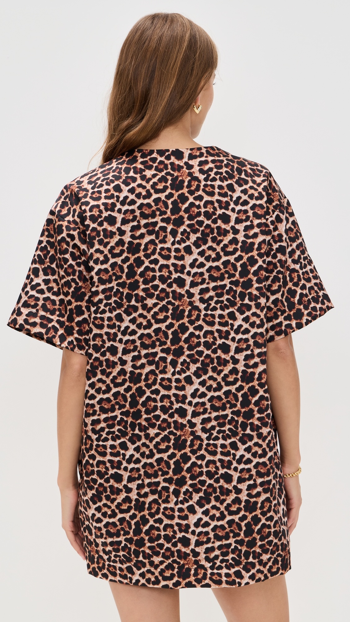 Bonded Satin Leopard Print T-Shirt Dress - 2