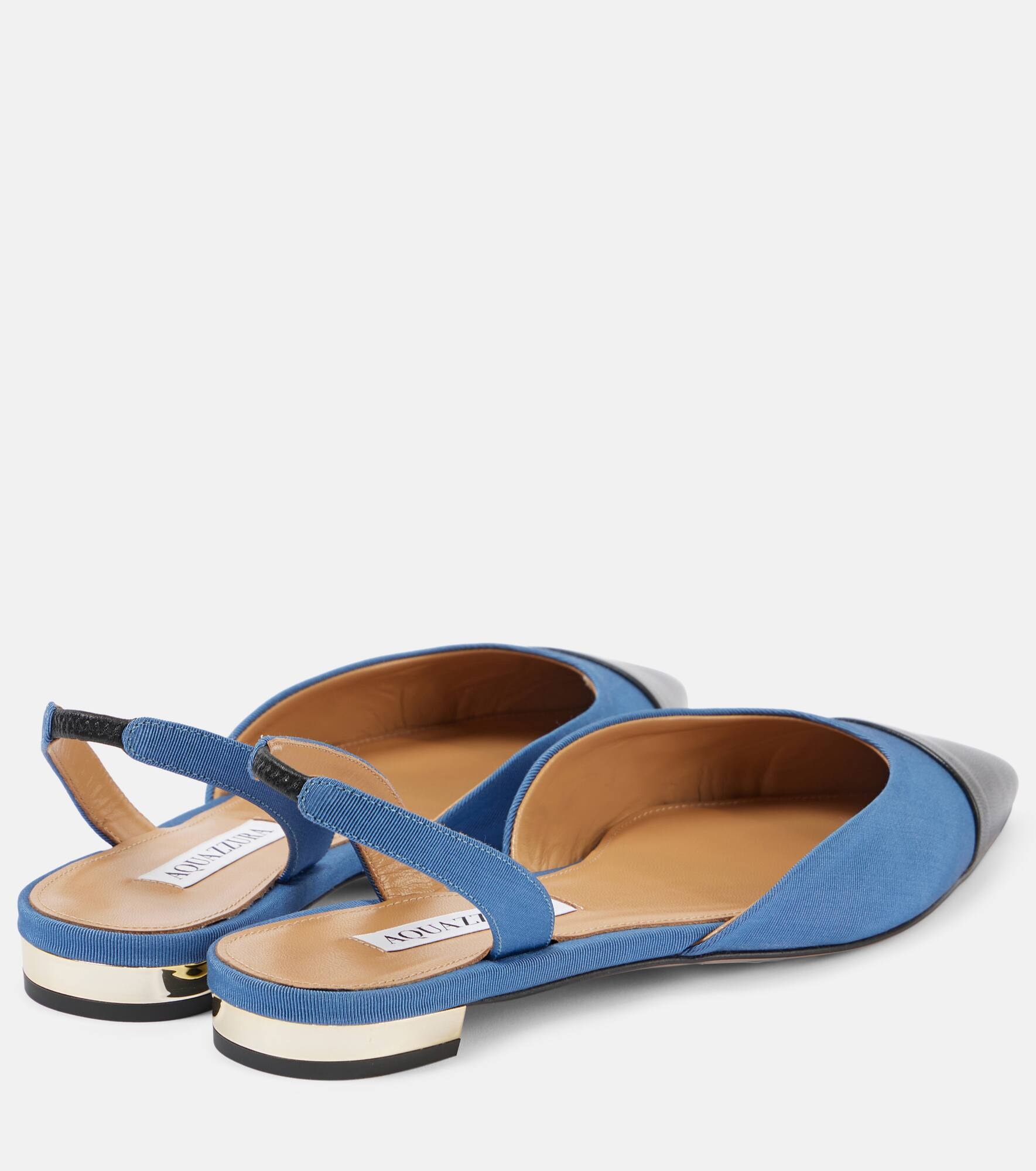 Milanese leather-trimmed slingback flats - 3