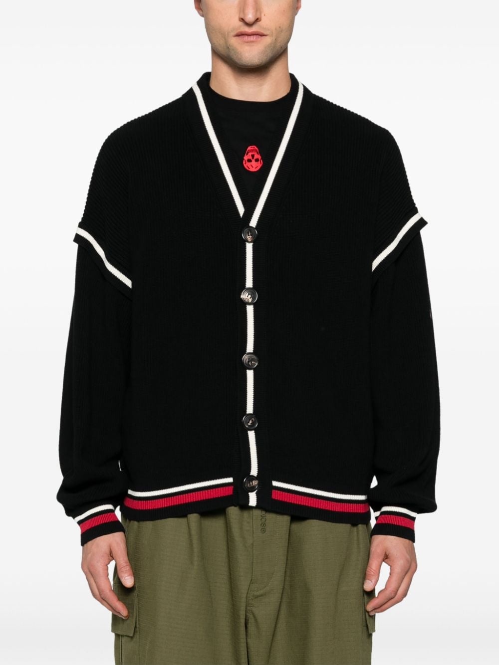 logo knit cardigan - 3