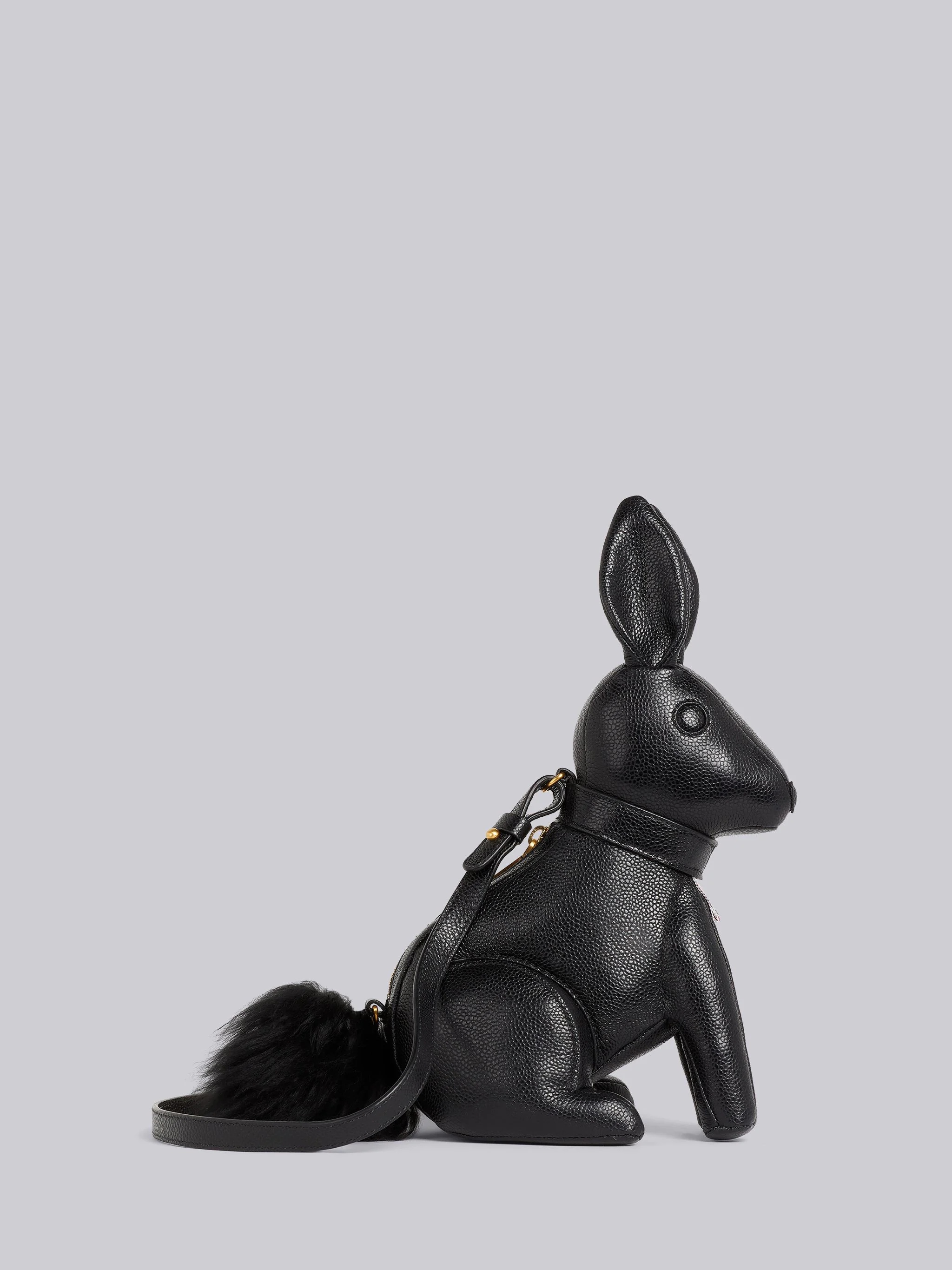Black Pebbled Calfskin Small Leather Shoulder Strap Rabbit Bag - 4