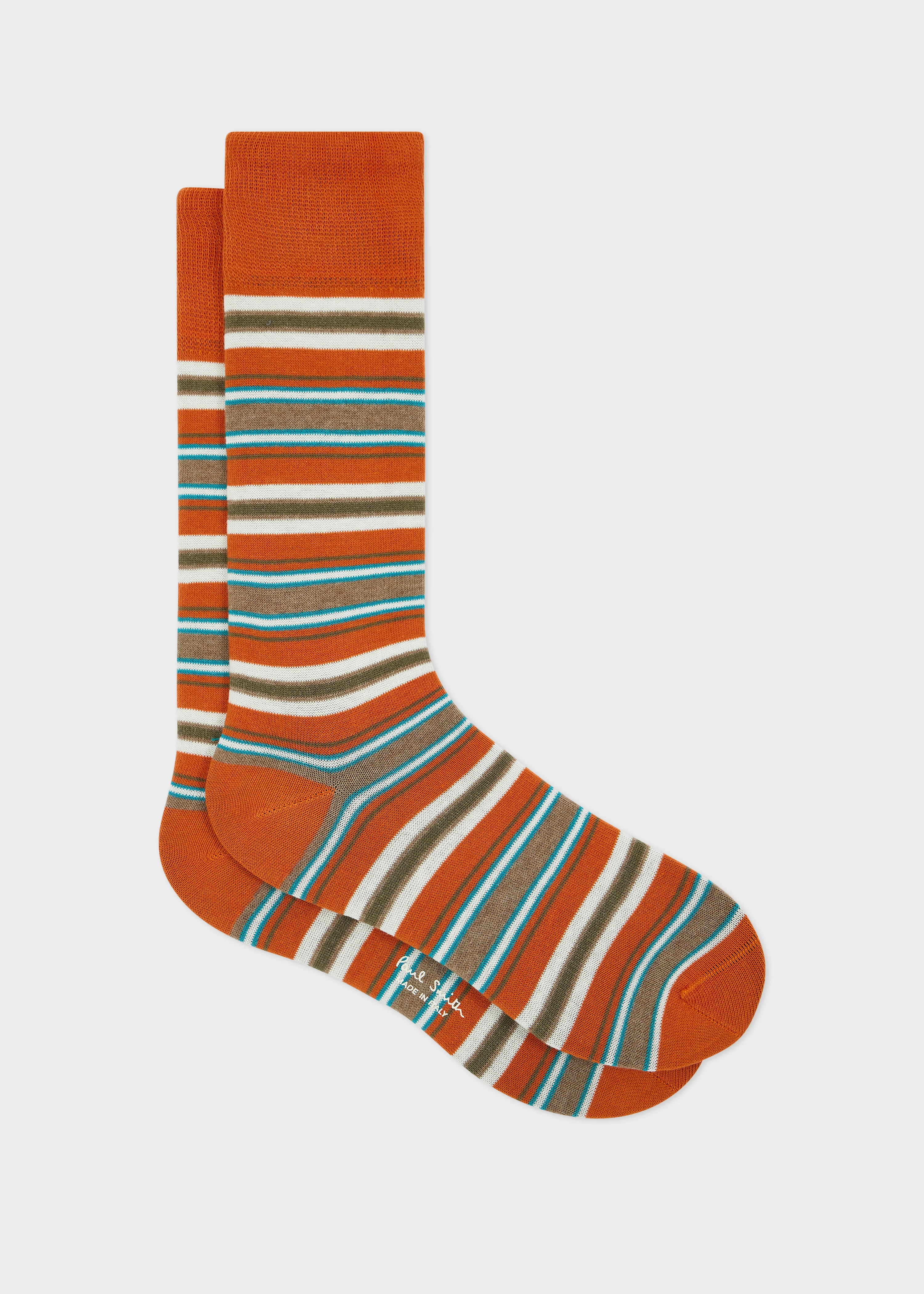 Orange Mixed Striped Socks - 1