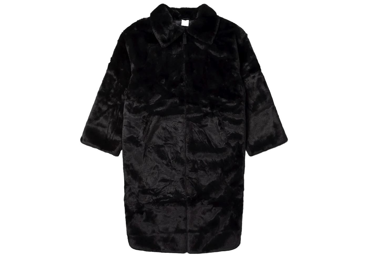 Nike Faux Fur Swoosh Long Coat Black/Dark Smoke Grey/Sail - 2