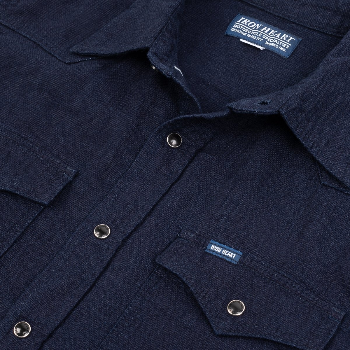 IHSH-357-IND 5oz Dobby Cloth Western Shirt - Indigo - 10