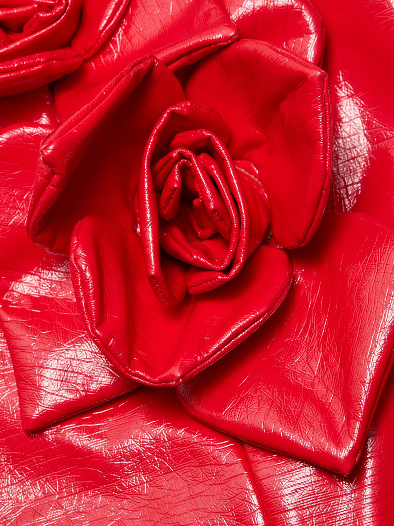 Women's Liva Rose-Appliqué Faux-Leather Miniskirt - Red 7